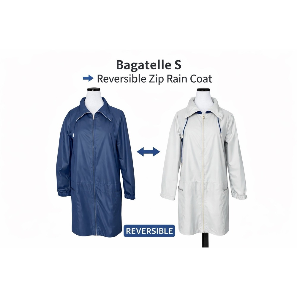 Womens Packable Reversible Rain Coat Size S‎ Lightweight Travel Capsule Wardrobe